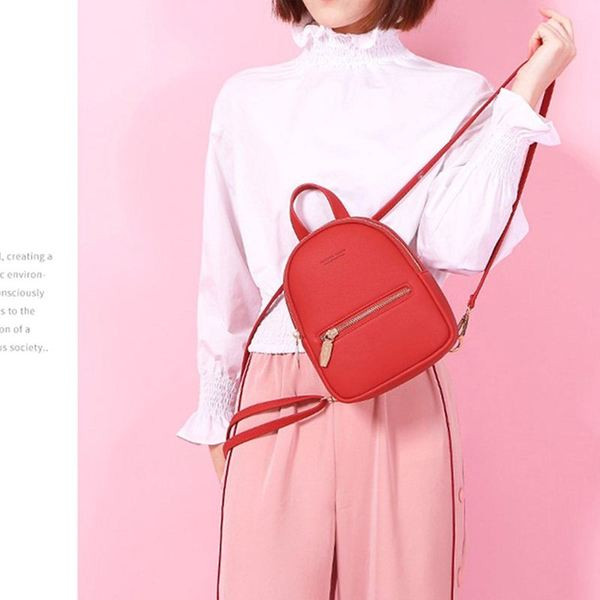 Rucsac casual de dama cu fermoare in culorile negru, gri, roz, rosu si maro