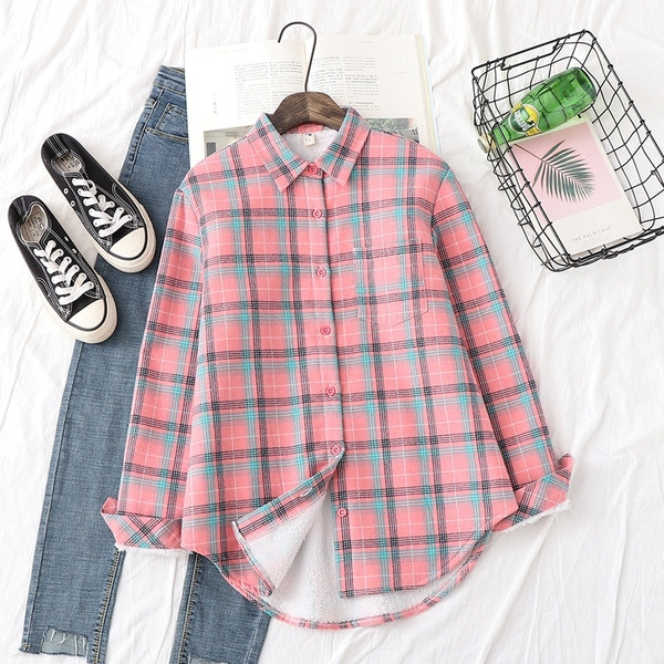 Camasa in carouri de dama model nou cu guler clasic in roz, galben si verde