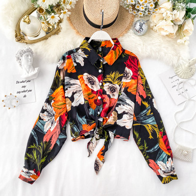 Cămașă de damă colorată cu model floral în patru culori