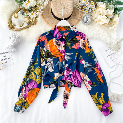 Cămașă de damă colorată cu model floral în patru culori