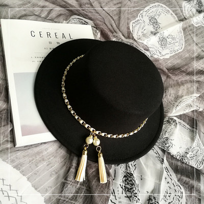 Palarie de dama eleganta cu ciucuri si perle