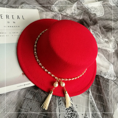 Palarie de dama eleganta cu ciucuri si perle