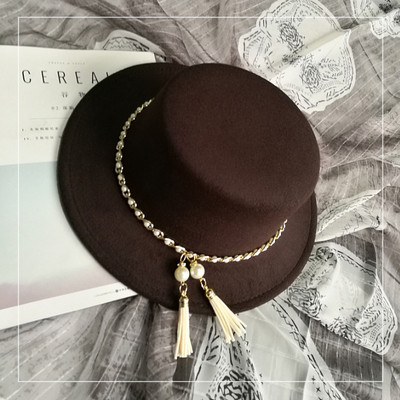 Palarie de dama eleganta cu ciucuri si perle