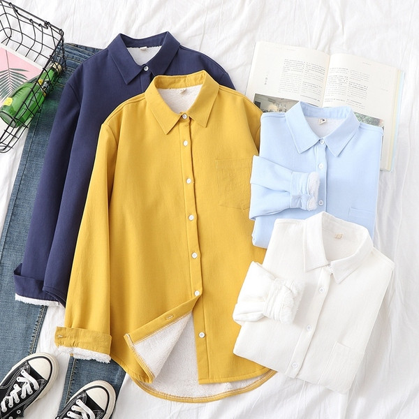 Modern női ing klasszikus gallérral fehér, sárga és kék színben