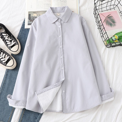 Cămașă casual de damă cu guler clasic în alb, roz și albastru