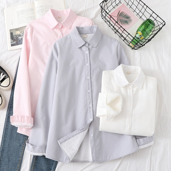 Cămașă casual de damă cu guler clasic în alb, roz și albastru