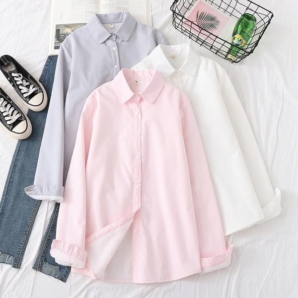 Cămașă casual de damă cu guler clasic în alb, roz și albastru