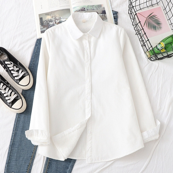 Cămașă casual de damă cu guler clasic în alb, roz și albastru