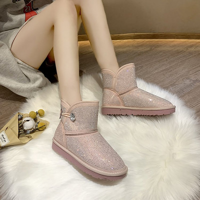 Női csizma három színben, lapos talppal, fényes hatással