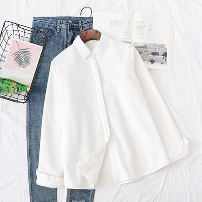 Cămașă casual de damă cu guler clasic în albastru, gri și alb