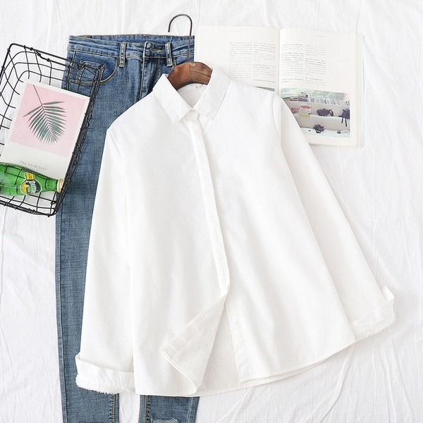 Cămașă casual de damă cu guler clasic în albastru, gri și alb