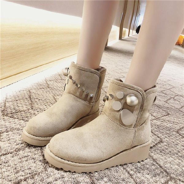 Cizme casual dama cu element 3D din piele intoarsa ecologica in negru si bej