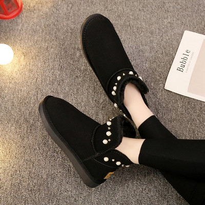 Ghete de dama moderne cu perle si talpa plata in maro, bej si negru