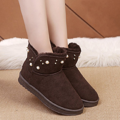 Ghete de dama moderne cu perle si talpa plata in maro, bej si negru