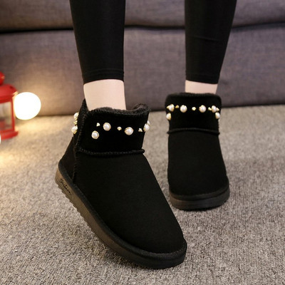 Ghete de dama moderne cu perle si talpa plata in maro, bej si negru