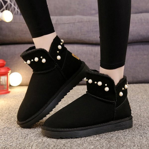 Ghete de dama moderne cu perle si talpa plata in maro, bej si negru