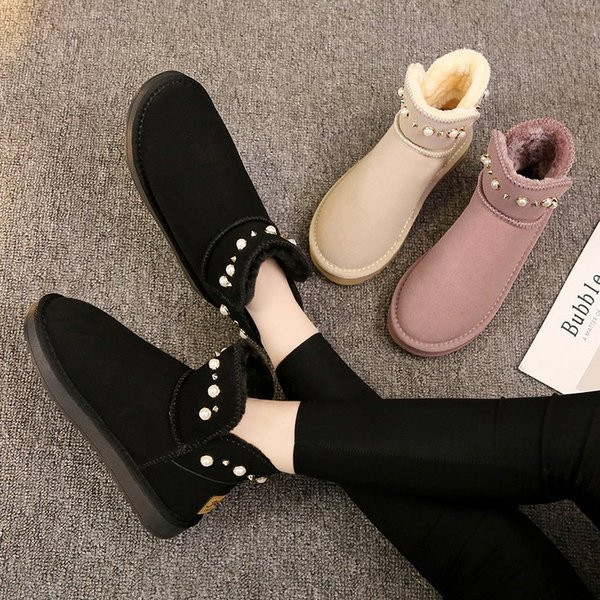 Ghete de dama moderne cu perle si talpa plata in maro, bej si negru