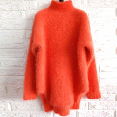 Дамски зимен пуловер дълъг  асиметричен модел в няколко цвята 