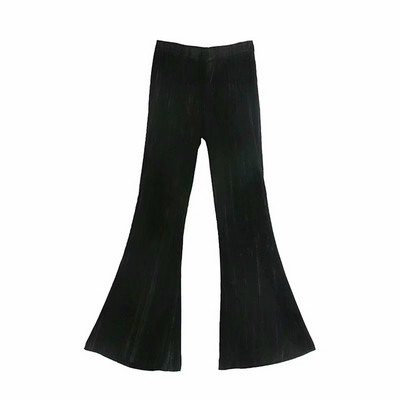 Pantaloni lungi Charleston de dama din catifea de culoare neagra