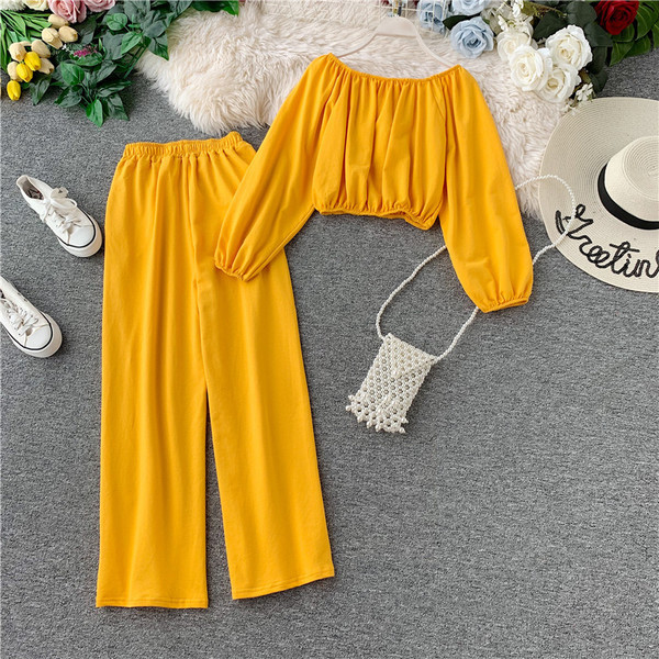 Set modern pentru femei din două părți în negru, gri și galben