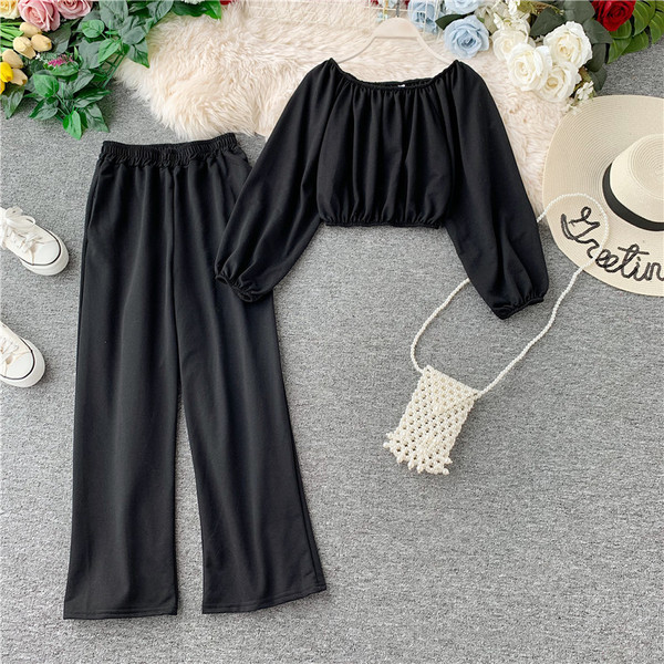 Set modern pentru femei din două părți în negru, gri și galben