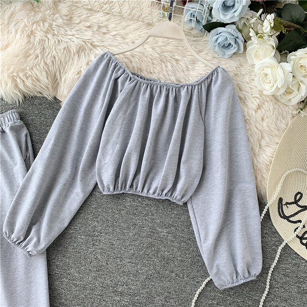 Set modern pentru femei din două părți în negru, gri și galben