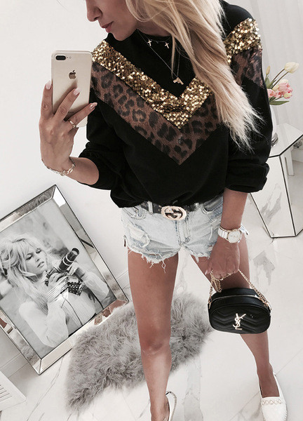 Bluză de damă modernă cu model animal în negru