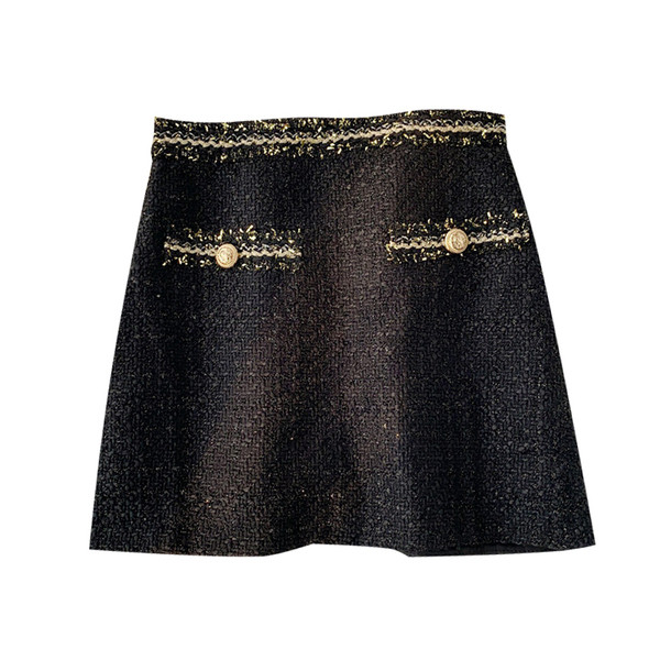 Fusta scurta de dama actuala cu talie inalta in negru