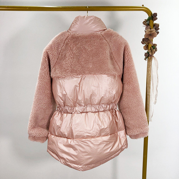 Μακρύ μπουφάν με τσέπες και κορδόνι σε τρία χρώματα