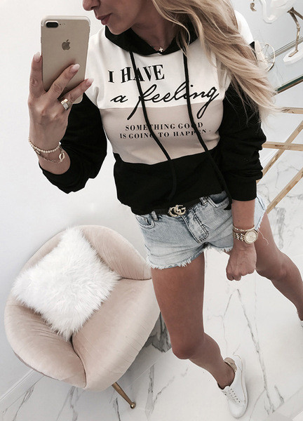 Női alkalmi pulóver nyakkendővel és kapucnival, fekete, piros és szürke színben