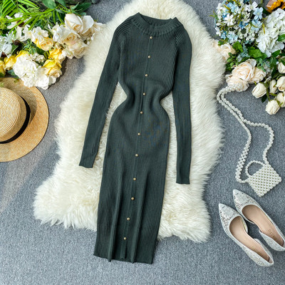 Rochie casual de dama cu ochiuri si decolteu rotund in mai multe culori