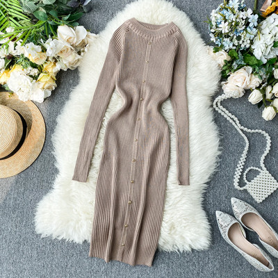 Rochie casual de dama cu ochiuri si decolteu rotund in mai multe culori