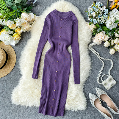 Rochie casual de dama cu ochiuri si decolteu rotund in mai multe culori