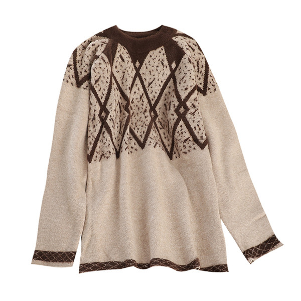 Pulover dama casual model larg in roz, verde si maro