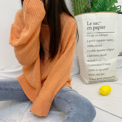 Pulover casual dama cu decolteu rotund in mai multe culori