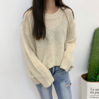 Pulover casual dama cu decolteu rotund in mai multe culori