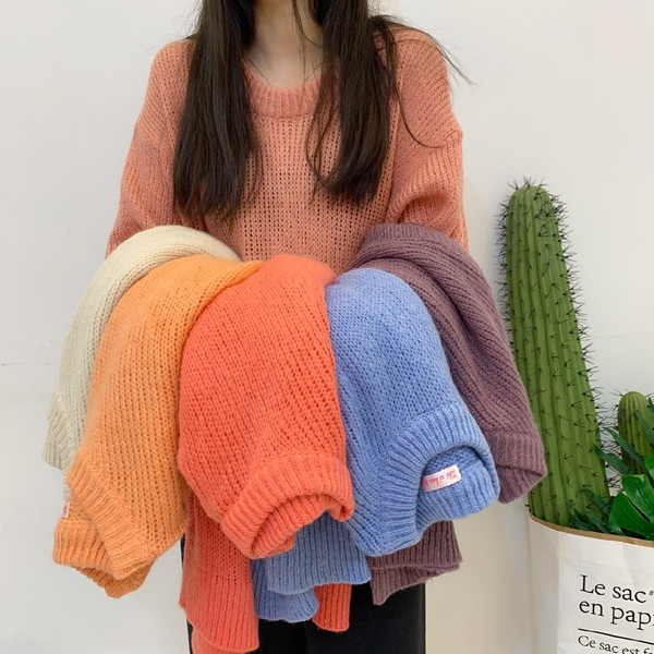 Pulover casual dama cu decolteu rotund in mai multe culori