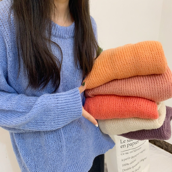 Pulover casual dama cu decolteu rotund in mai multe culori