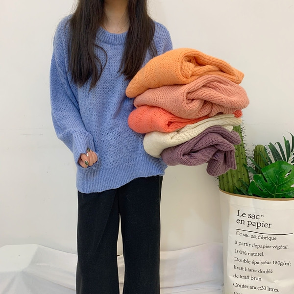 Pulover casual dama cu decolteu rotund in mai multe culori