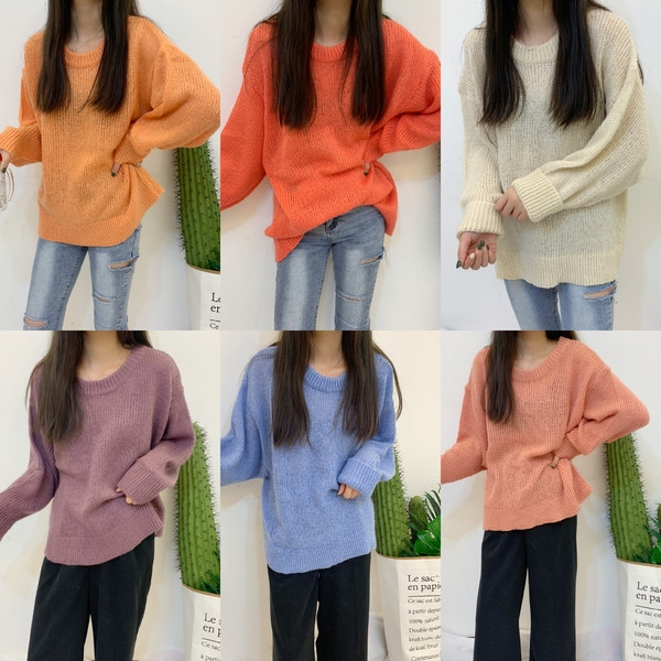 Pulover casual dama cu decolteu rotund in mai multe culori