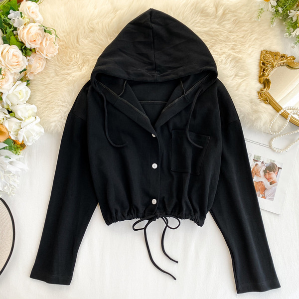 Γυναικείο  καθημερινό φούτερ με τσέπη σε λευκό, γκρι και μαύρο χρώμα