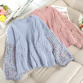 Χειμώνας πουλόβερ γυναικών με χρωματιστά μανίκια σε διάφορα χρώματα