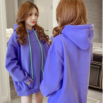 Μοντέρνο γυναικείο φούτερ με κουκούλα σε πράσινο, μπεζ και μοβ χρώμα