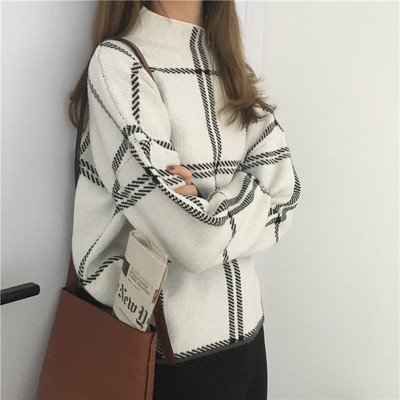 Pulover de dama in negru, alb si rosu