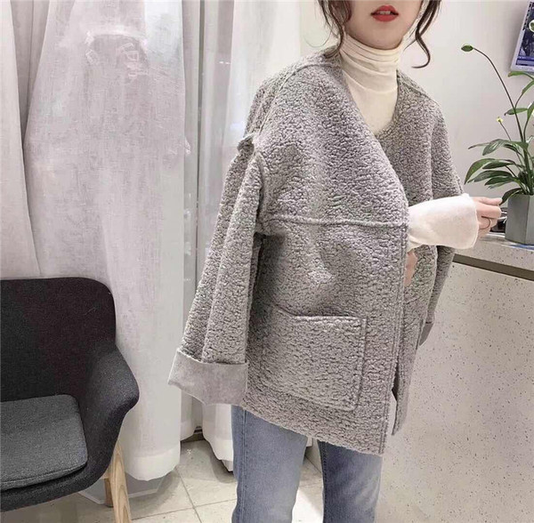 Дамско есенно-зимно палто с джобове в три цвята 