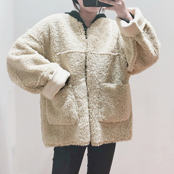 Дамско есенно-зимно палто с джобове в три цвята 