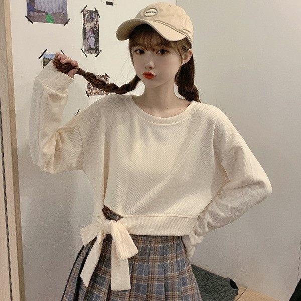 Μοντέρνα μπλούζα με κορδέλα σε λευκό, ροζ, μπεζ, πράσινο, κίτρινο και μαύρο χρώμα