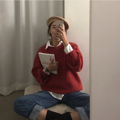 Pulover de iarna de dama cu decolteu rotund in mai multe culori