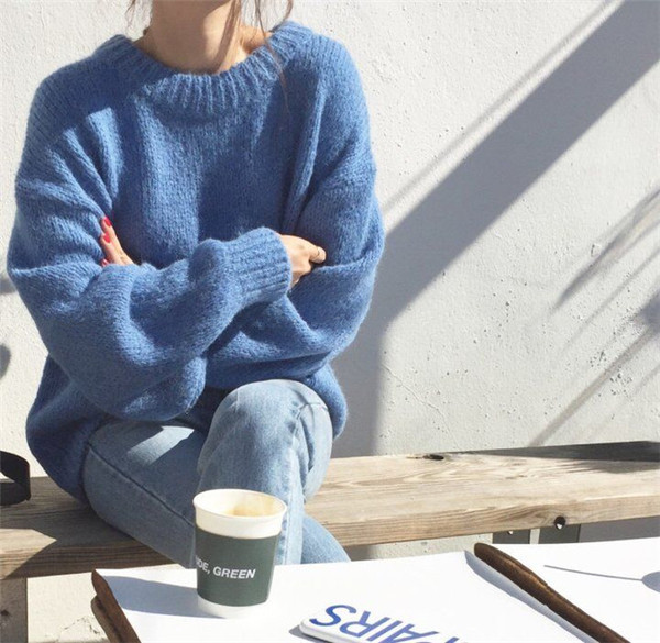 Pulover de iarna de dama cu decolteu rotund in mai multe culori