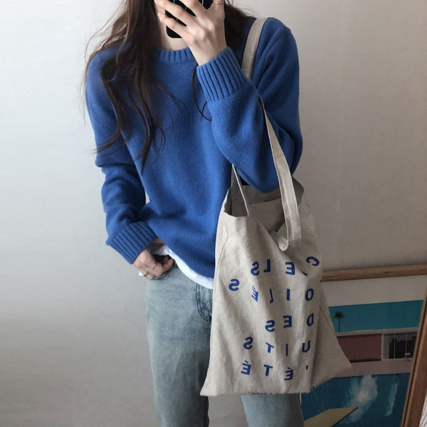 Pulover de iarnă de damă în albastru, galben și alb